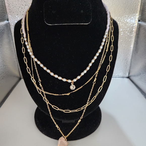 Fashion Gold Tone 4 piece Layering Necklace. - Picture 2 of 5